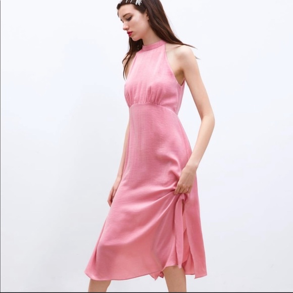 ZARA MIDI PINK DRESS - Picture 4 of 8